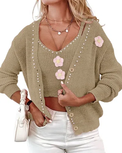 Kayla Paris 2pc Cardigan & Top Set In Green