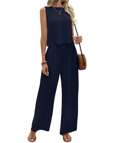 Kayla Paris 2pc Vest & Pant Set In Dark Blue