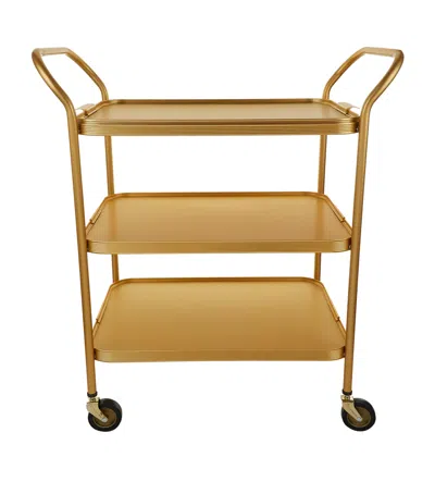 Kaymet Aluminium Diamond-embossed Three-tiered Trolley In Gold