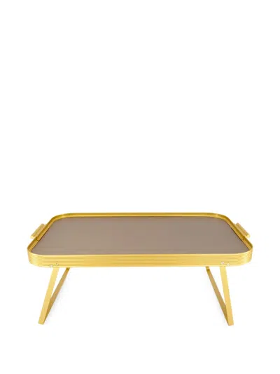 Kaymet Diamond Mocha Lap Tray In Gold