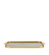 Kaymet Marble Ribbed Tray In Green