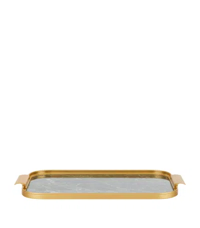 Kaymet Marble Ribbed Tray In Green