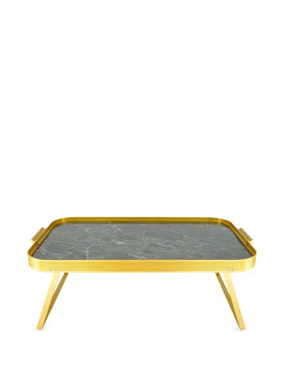 Kaymet Marble-design Tray In Gold