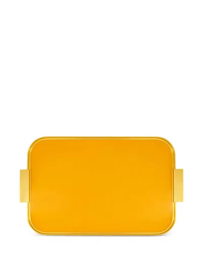 Kaymet Ribbed Handles Tray In Orange