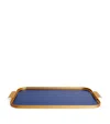 Kaymet Ribbed Metal Tray In Blue