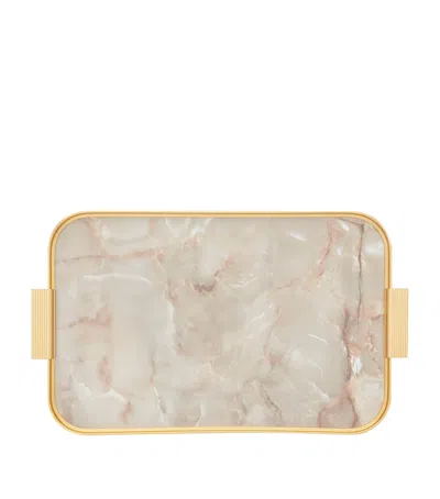 Kaymet Ribbed Tray In Gold