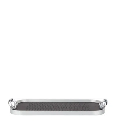 Kaymet Rubber Grip Cut-out Handle Tray In Metallic