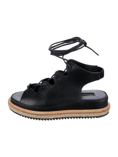 Pre-owned Kayo Nakamura By Y's Leather Espadrilles In Black