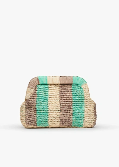 Kayu Beverly Knitted Straw Clutch Bag In Multi
