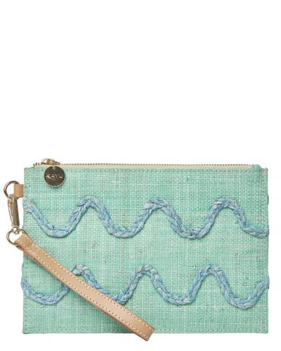 Kayu Irma Straw Pouch Wristlet In Green