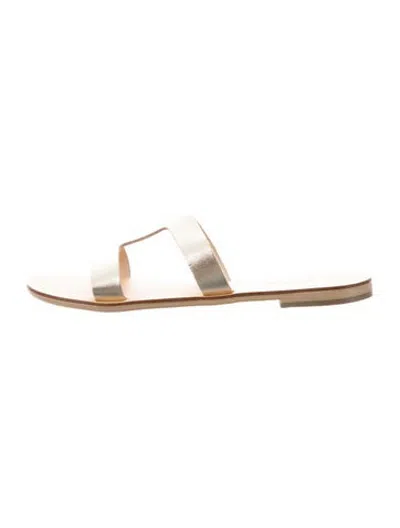 Pre-owned Kayu Leather Slides In Brown