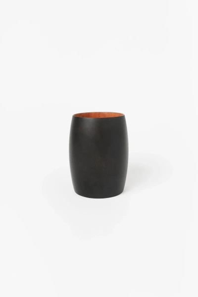 Kayu Mini Ansel Handcrafted Wood Vase In Black