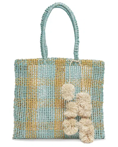 Kayu Olive Straw Tote In Blue