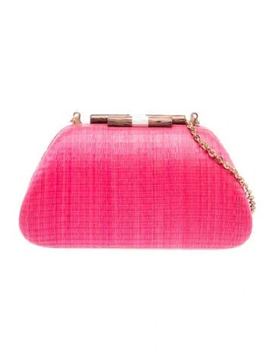 Pre-owned Kayu Raffia Minaudière In Pink