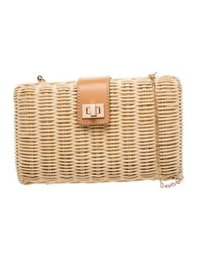 Pre-owned Kayu Rattan Clutch W/ Tags In Neutrals