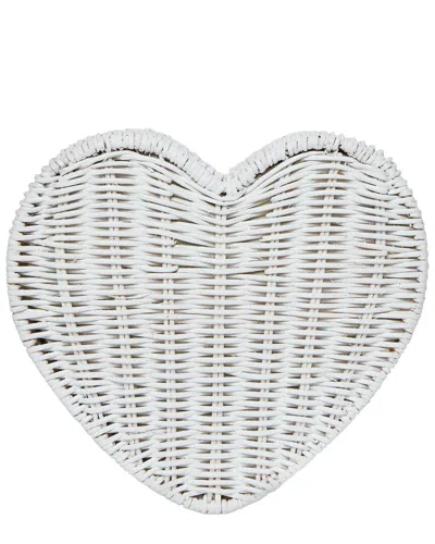 Kayu Sisal Heart Wicker Straw Clutch In Silver