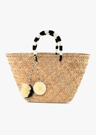 Kayu St Tropez Pom Pom Straw Tote In Beige