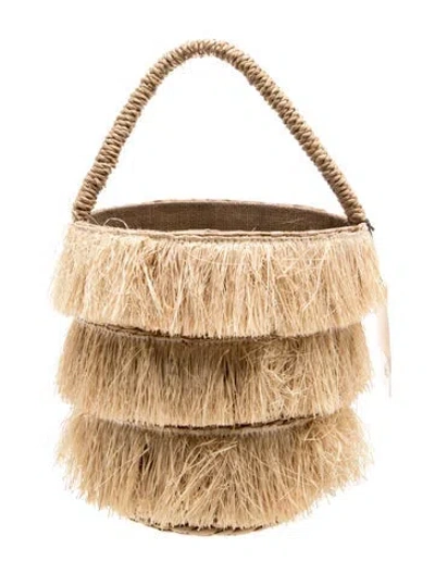 Pre-owned Kayu Straw Bucket Bag In Brown