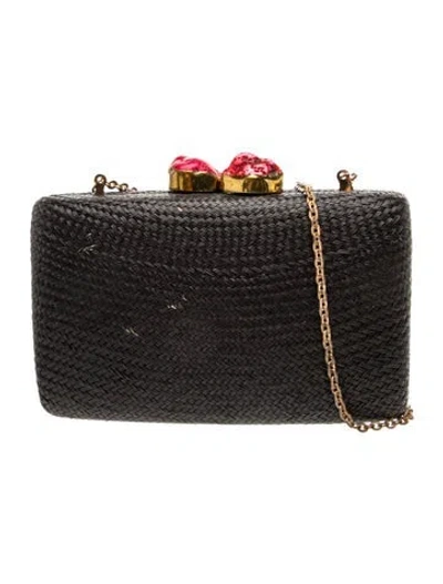 Pre-owned Kayu Straw Clutch In Black