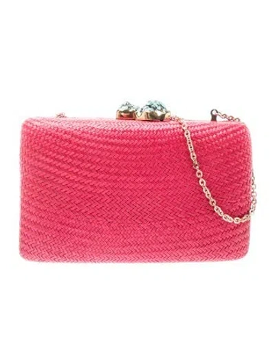 Pre-owned Kayu Straw Clutch In Red