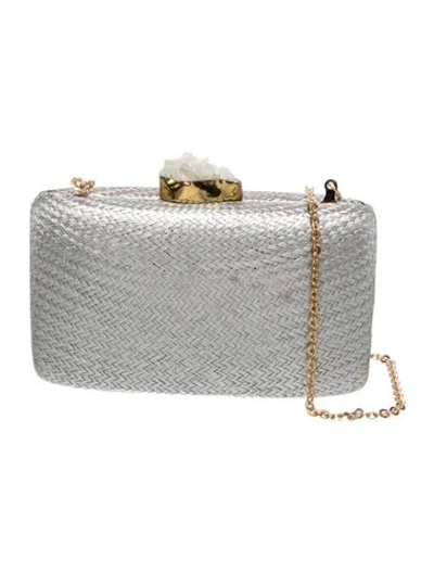 Pre-owned Kayu Straw Minaudière In Grey