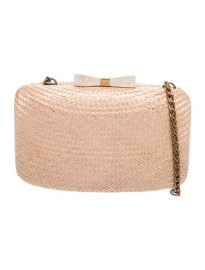 Pre-owned Kayu Straw Minaudière In Neutral