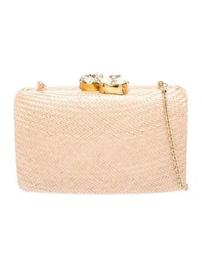 Pre-owned Kayu Straw Minaudière In Neutral