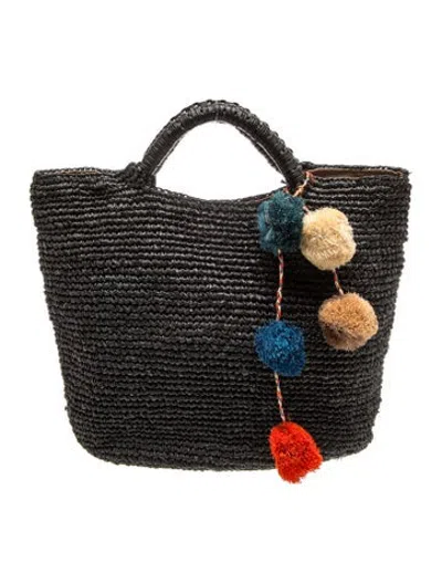 Pre-owned Kayu Straw Top Handle Bag In Black