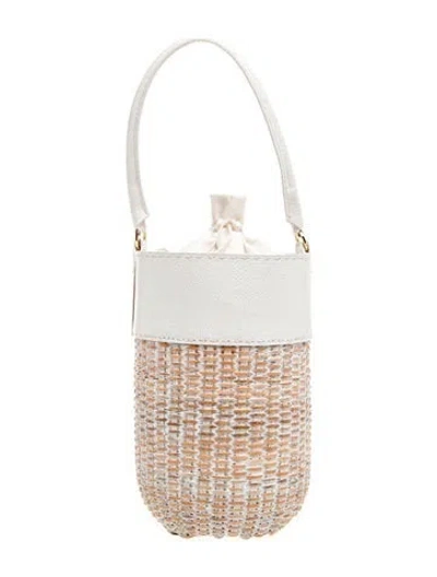 Pre-owned Kayu Wicker Bucket Bag In White