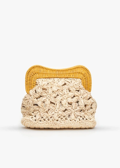 Kayu Willow Knitted Straw Clutch Bag In White