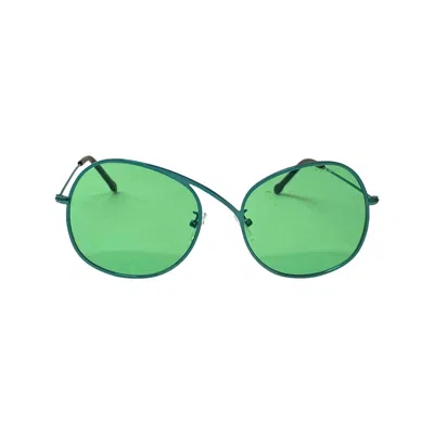 Kazoku Lunettes Escape Uv Gold Platted Sunglasses In 483 In Green