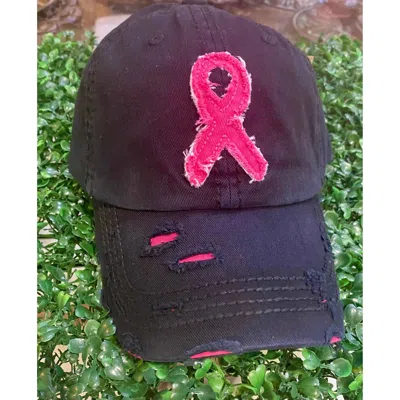 Kbethos Women's Distressed Ribbon Hope Baseball Cap In Black