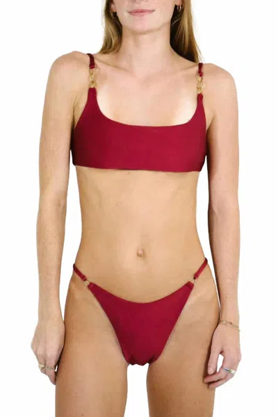 Kbswim X Shelton Metal Catena Bikini Bottom In Deep Ruby In Red