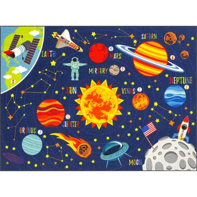 Kc Cubs Educational Rug, Solar System Map, 5x7 Foot Playmat In Multi