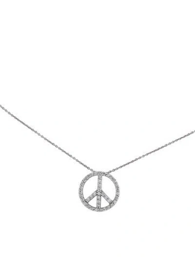 Pre-owned Kc Designs 14k Diamond Peace Sign Pendant Necklace, 16" In Multi