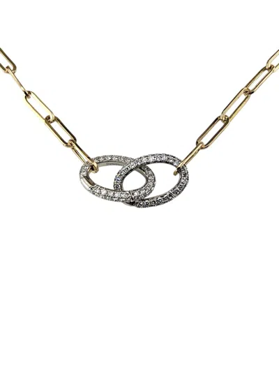 Pre-owned Kc Designs 14k Yellow And White Gold Diamond Paperclip Necklace #24875
