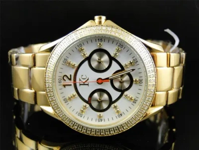 Pre-owned Kc Ladies Womens Techno Com  36mm Big Face Diamond Watch Joe Rodeo Jojo Aqua In Silver