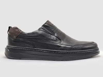 Kcr Group Men's Casual Slip-on Leather Shoes In Black