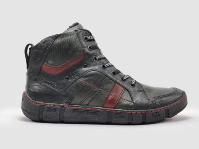 Kcr Group Men's Comfort Thick Wool-lined Zip-up Leather Boots In Olive/red In Multi