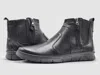 Kcr Group Men's Everyday Thin Wool-lined Zip-up Leather Boots In Black In Black