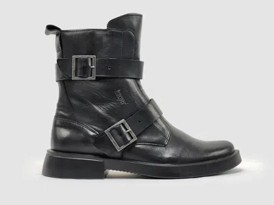 Kcr Group Women's Mid Buckle Leather Boots In Black