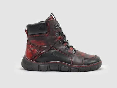 Kcr Group Women's Original Insulated Zip-up Leather Boots In Black/red In Multi