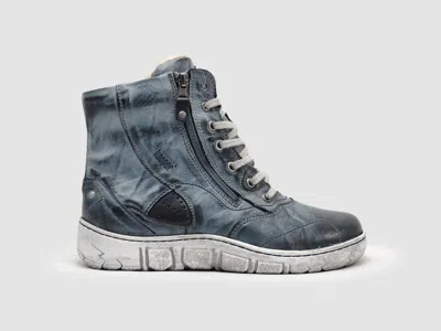 Kcr Group Women's Original Thick Wool-lined Zip-up Leather Boots In Blue