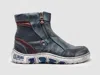 Kcr Group Women's Original Zip-up Leather Boots In Navy Blue In Blue