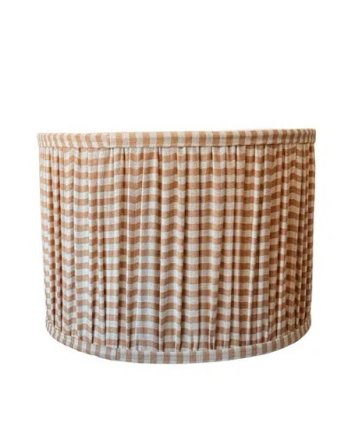 Kd Weave Gingham Drum Shade In Brown