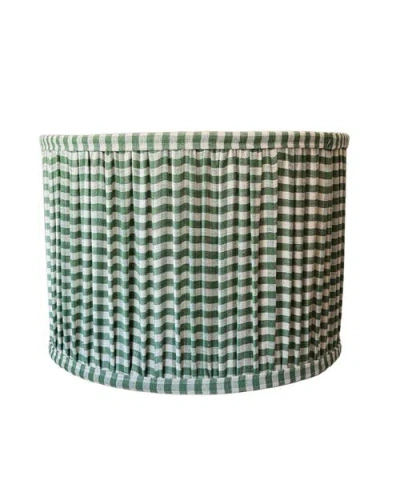 Kd Weave Gingham Drum Shade In Green