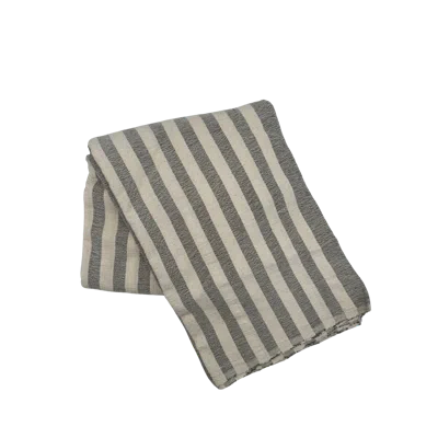 Kd Weave Small Stripe Tablecloth In Gray