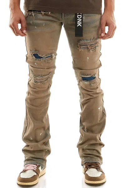 Kdnk Men's Raw Denim Patched Flare Jeans In Ash Blue In Multi