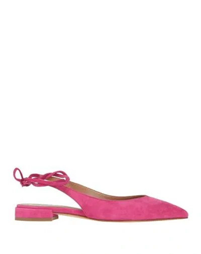 Köe Woman Ballet Flats Fuchsia Size 7 Leather In Pink