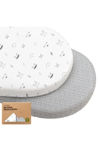 Keababies 2-pack Isla Fitted Bassinet Sheets In Gray